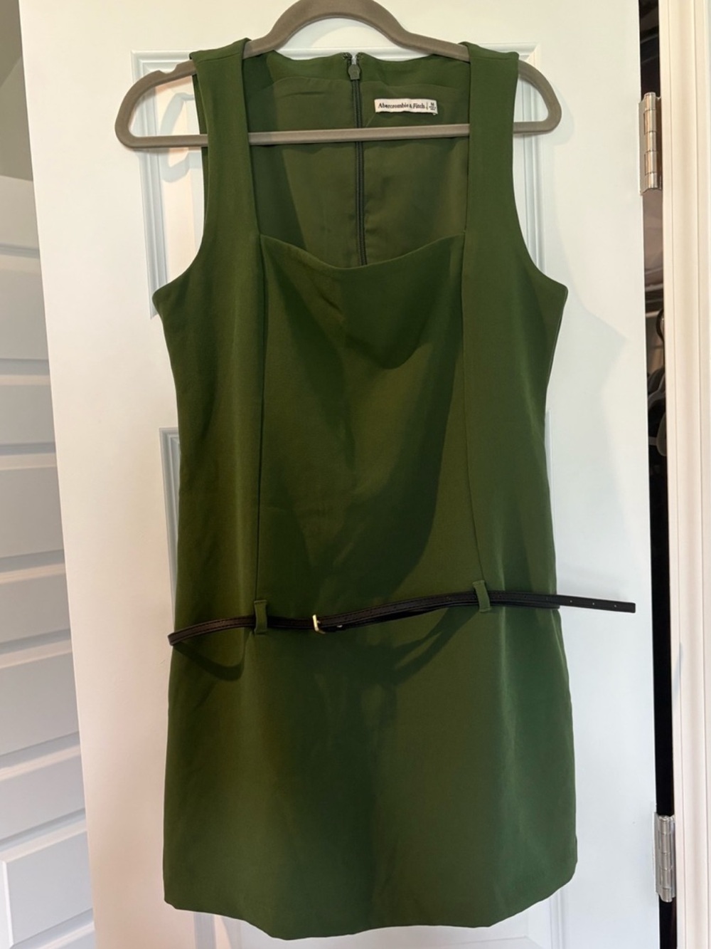 NWOT Abercrombie & Fitch Olive Green Square-Neck Mini Dress Size M - Picture 2 of 4